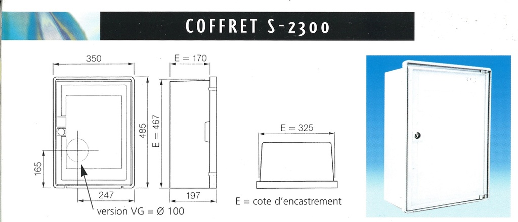 COFFRET GAZ S2300 NU IV FLAMME SERRURE RECT 1/4 T AVEC BLOC SUPPORT 8500651