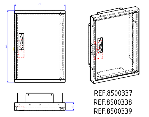 [8500337] PORTE ALUMINIUM DE REPARATION DE COFFRET S200 CAHORS / MECELEC / STRATINOR 8500337 8500338 8500339