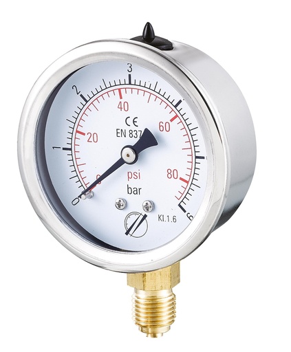 [MTDM63VI-10] MANOMETRE SEC RADIAL Ø63MM 0-10B 1/4"G LAITON CL1,6 BOITIER ACIER MANO35